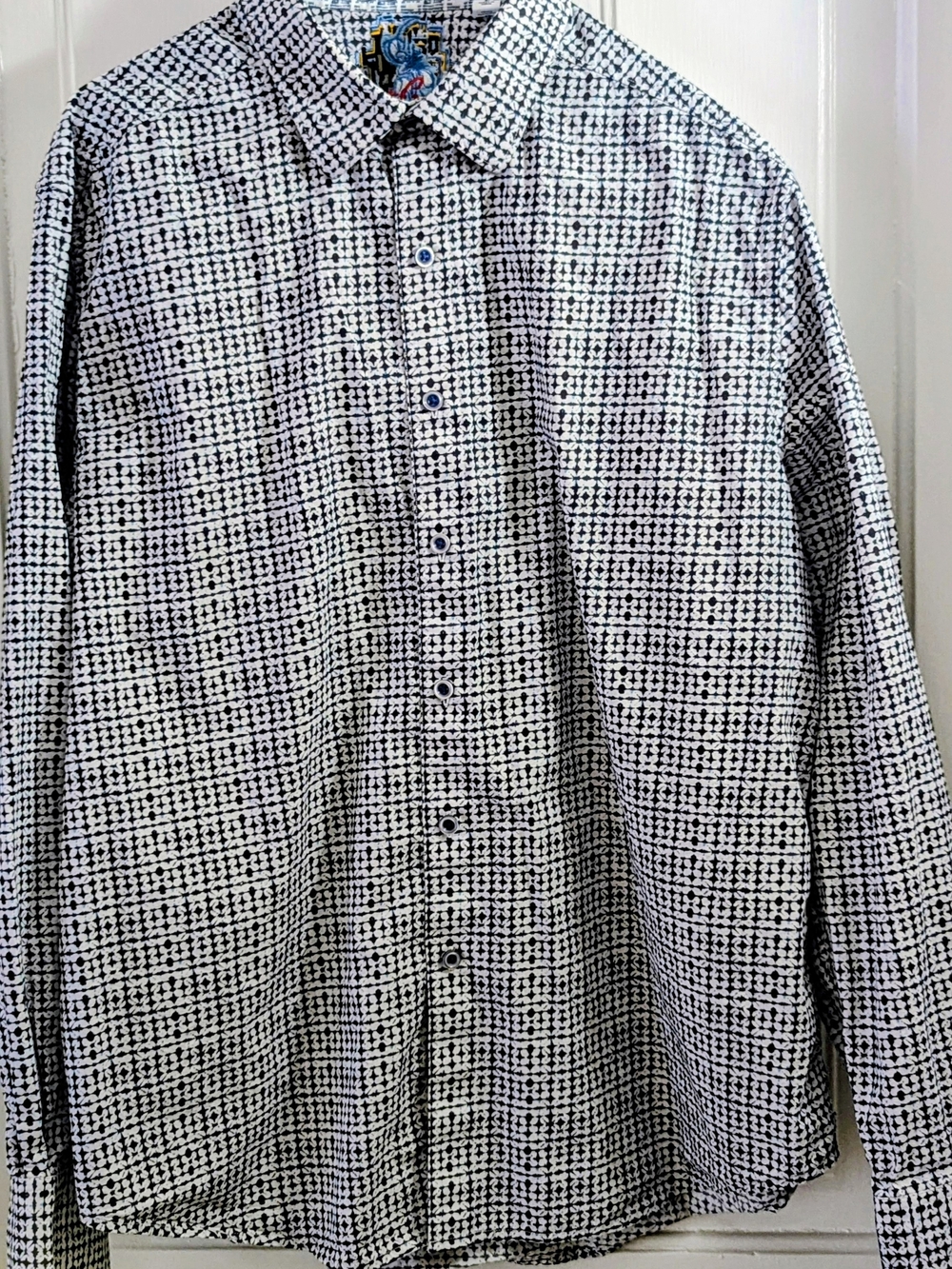 Robert Graham Black and White Micro-Pattern Button-Down Shirt
